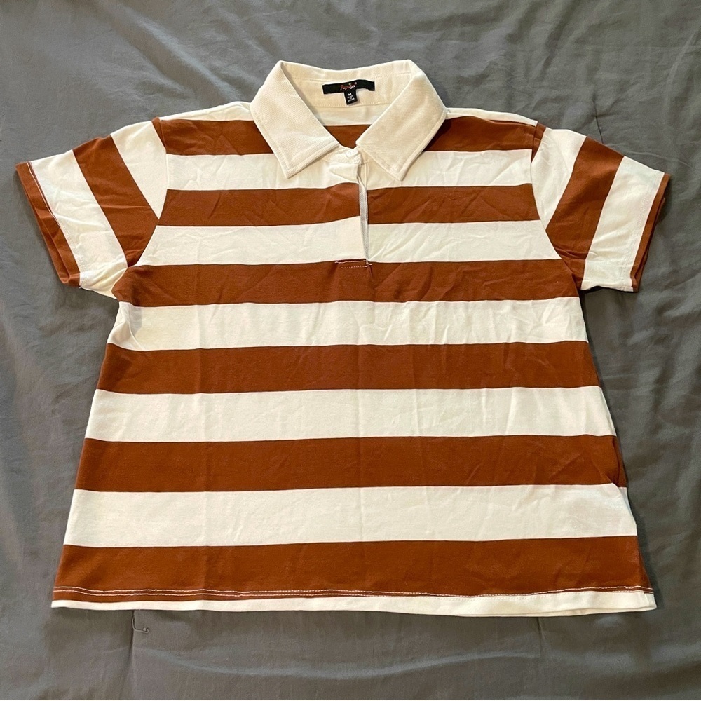 Papaya short sleeved striped polo juniors sz medium